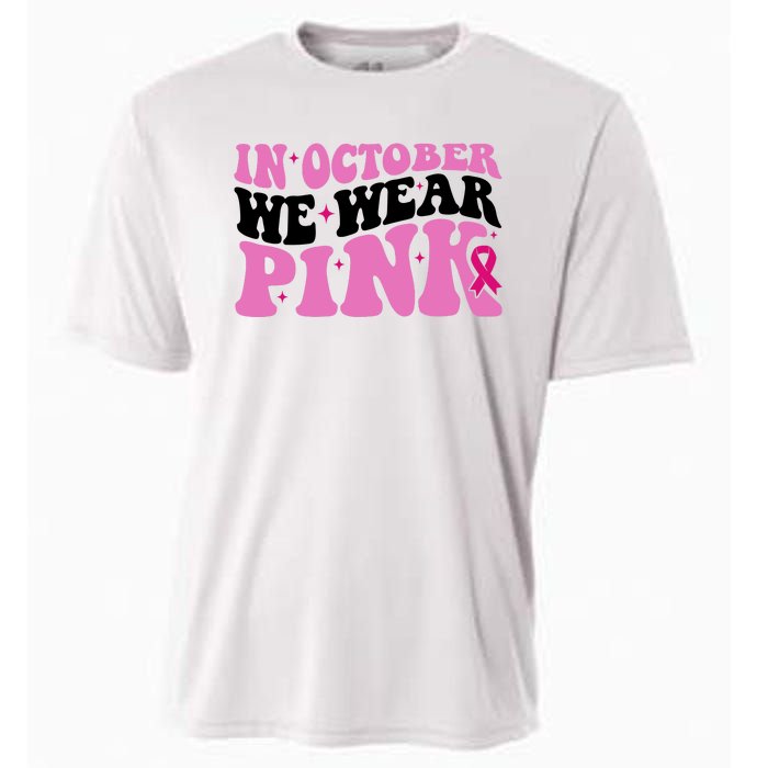 In October We Wear Pink Breast Cancer Ribbon Cooling Performance Crew T-Shirt