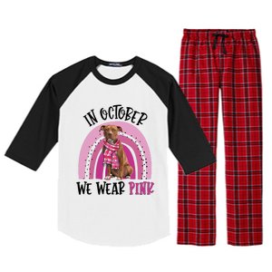 In October We Wear Pink Breast Cancer Pitbull Raglan Sleeve Pajama Set