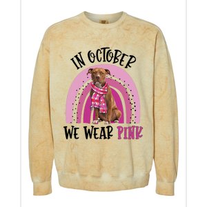 In October We Wear Pink Breast Cancer Pitbull Colorblast Crewneck Sweatshirt