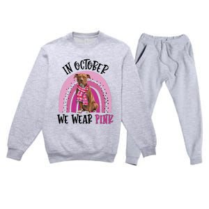 In October We Wear Pink Breast Cancer Pitbull Premium Crewneck Sweatsuit Set