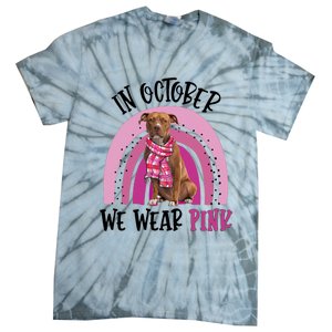 In October We Wear Pink Breast Cancer Pitbull Tie-Dye T-Shirt