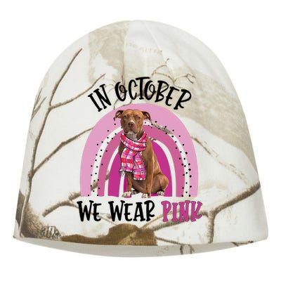 In October We Wear Pink Breast Cancer Pitbull Kati - Camo Knit Beanie