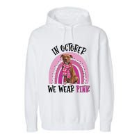 In October We Wear Pink Breast Cancer Pitbull Garment-Dyed Fleece Hoodie