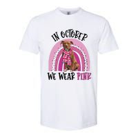 In October We Wear Pink Breast Cancer Pitbull Softstyle CVC T-Shirt