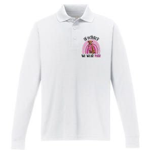 In October We Wear Pink Breast Cancer Pitbull Performance Long Sleeve Polo