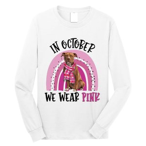 In October We Wear Pink Breast Cancer Pitbull Long Sleeve Shirt