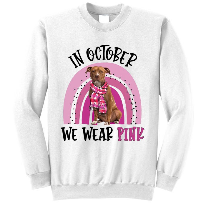 In October We Wear Pink Breast Cancer Pitbull Sweatshirt