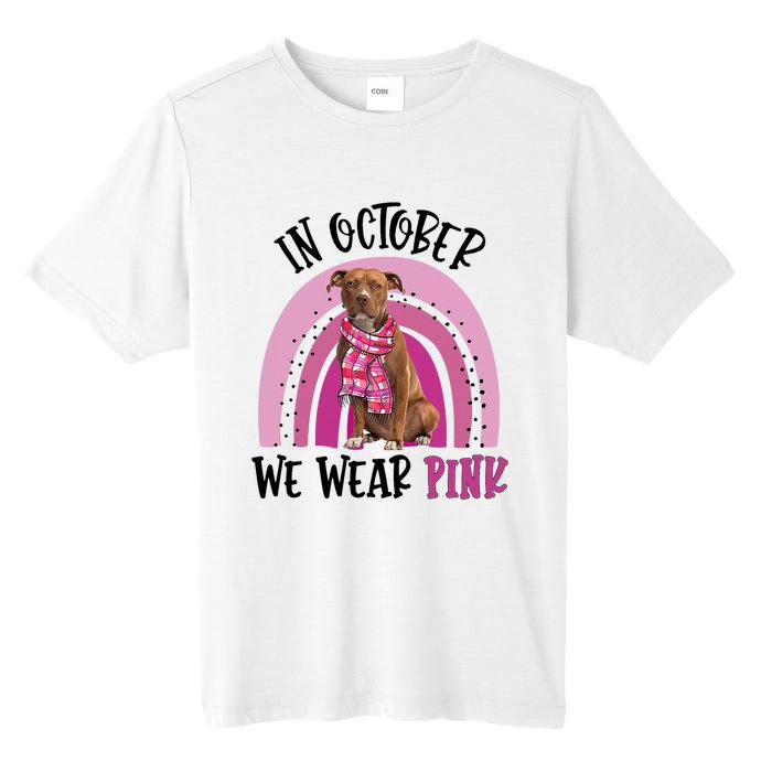 In October We Wear Pink Breast Cancer Pitbull Tall Fusion ChromaSoft Performance T-Shirt