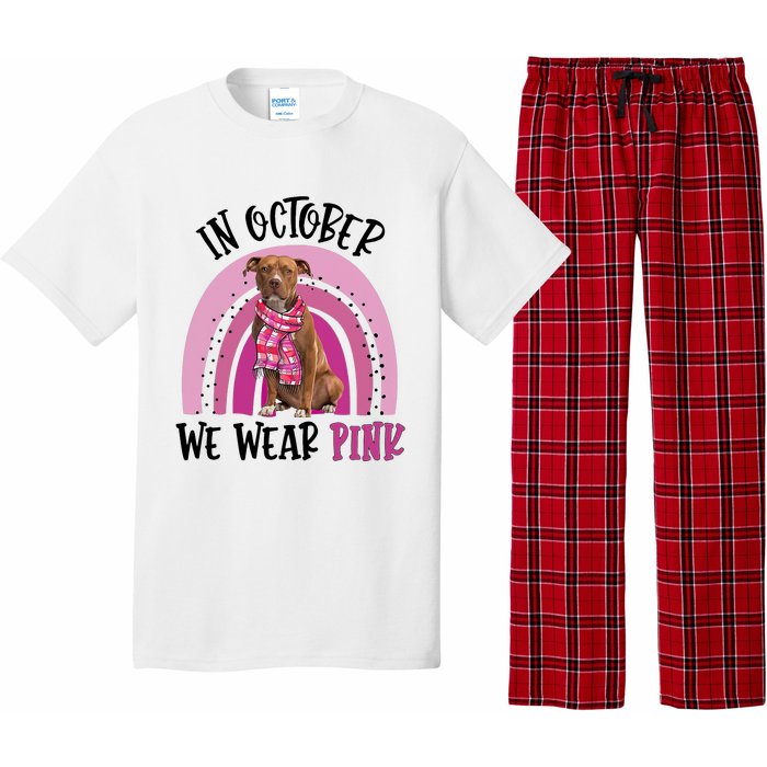 In October We Wear Pink Breast Cancer Pitbull Pajama Set