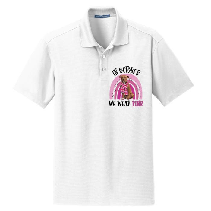 In October We Wear Pink Breast Cancer Pitbull Dry Zone Grid Polo