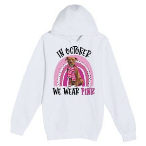 In October We Wear Pink Breast Cancer Pitbull Premium Pullover Hoodie