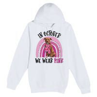 In October We Wear Pink Breast Cancer Pitbull Premium Pullover Hoodie