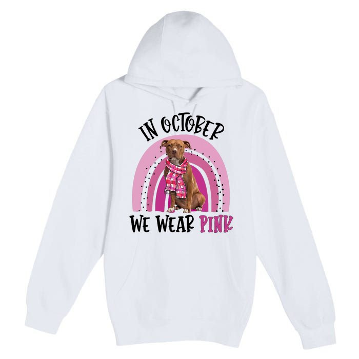 In October We Wear Pink Breast Cancer Pitbull Premium Pullover Hoodie