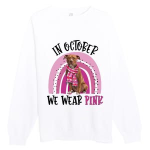 In October We Wear Pink Breast Cancer Pitbull Premium Crewneck Sweatshirt