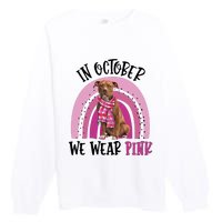 In October We Wear Pink Breast Cancer Pitbull Premium Crewneck Sweatshirt