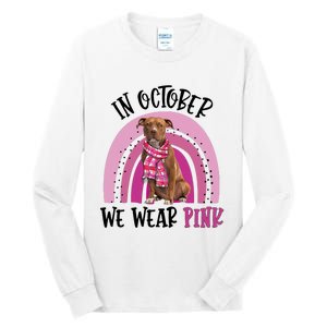 In October We Wear Pink Breast Cancer Pitbull Tall Long Sleeve T-Shirt