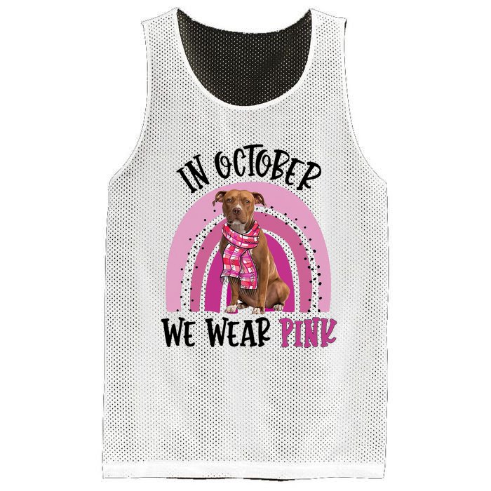 In October We Wear Pink Breast Cancer Pitbull Mesh Reversible Basketball Jersey Tank