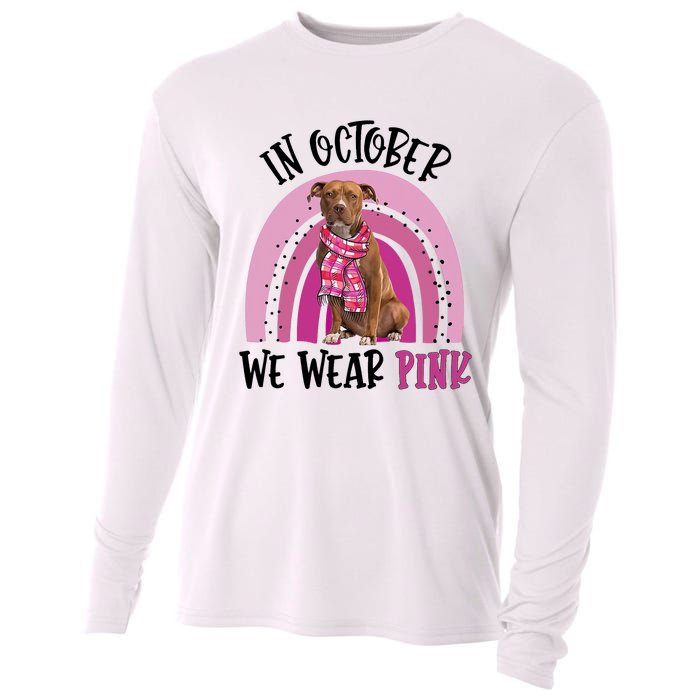 In October We Wear Pink Breast Cancer Pitbull Cooling Performance Long Sleeve Crew