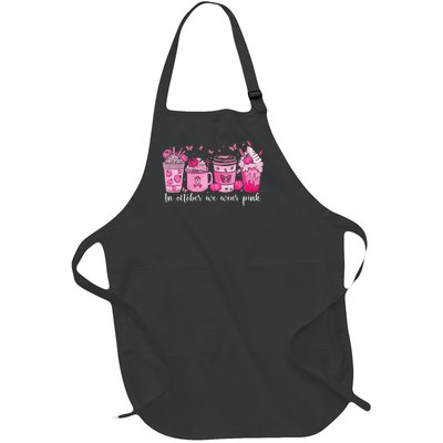 In October We Wear P.Ink Ribbon Pumpkin Spice Breast Cancer Gift Full-Length Apron With Pockets