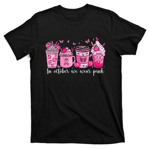 In October We Wear P.Ink Ribbon Pumpkin Spice Breast Cancer Gift T-Shirt