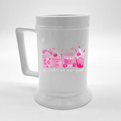 In October We Wear P.Ink Ribbon Pumpkin Spice Breast Cancer Gift Beer Stein