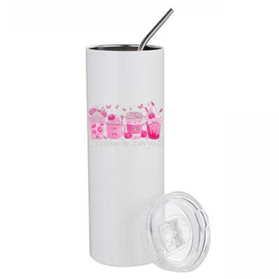 In October We Wear P.Ink Ribbon Pumpkin Spice Breast Cancer Gift Stainless Steel Tumbler