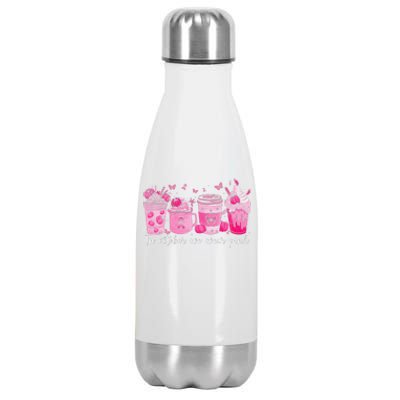 In October We Wear P.Ink Ribbon Pumpkin Spice Breast Cancer Gift Stainless Steel Insulated Water Bottle