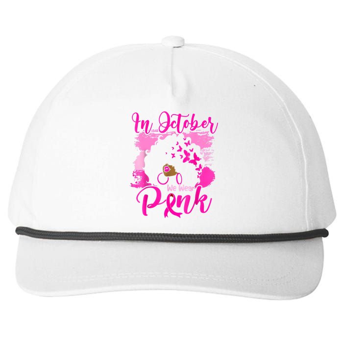 In October We Wear Black Woman Breast Cancer Awareness Snapback Five-Panel Rope Hat