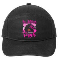 In October We Wear Black Woman Breast Cancer Awareness 7-Panel Snapback Hat