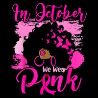 In October We Wear Black Woman Breast Cancer Awareness Kids T-Shirt