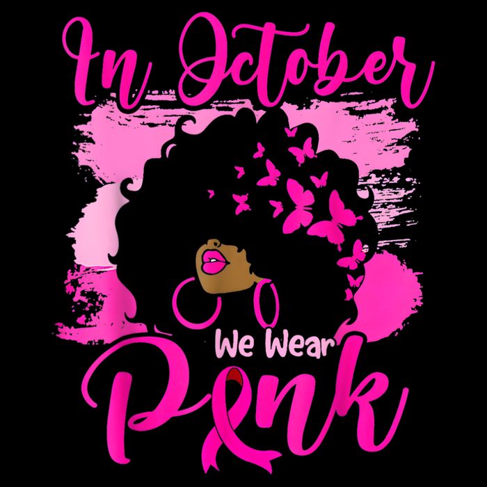 In October We Wear Black Woman Breast Cancer Awareness Kids T-Shirt