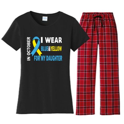 In October We Wear Blue And Yellow For My Daughter Women's Flannel Pajama Set