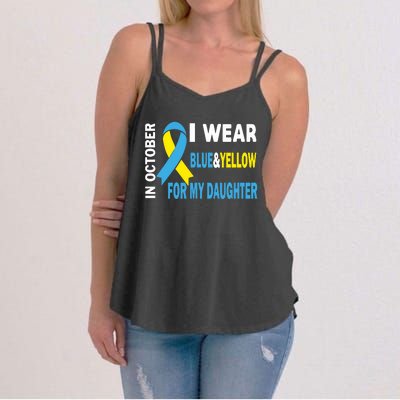 In October We Wear Blue And Yellow For My Daughter Women's Strappy Tank