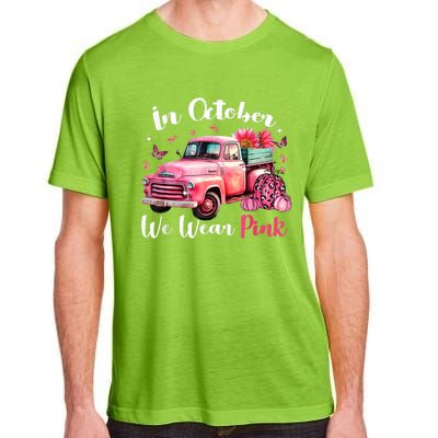 In October We Wear Pink Leopard Truck Pumpkin Breast Cancer Adult ChromaSoft Performance T-Shirt