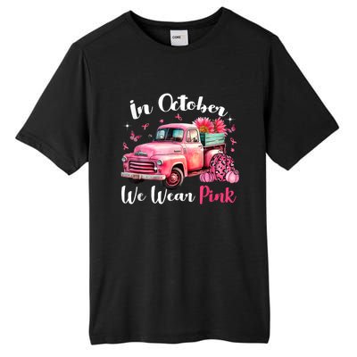 In October We Wear Pink Leopard Truck Pumpkin Breast Cancer Tall Fusion ChromaSoft Performance T-Shirt