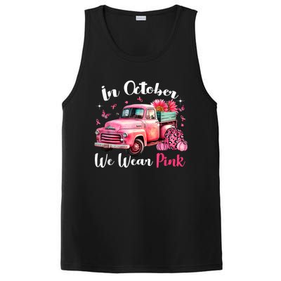 In October We Wear Pink Leopard Truck Pumpkin Breast Cancer PosiCharge Competitor Tank