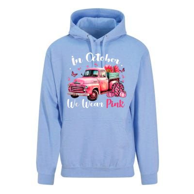 In October We Wear Pink Leopard Truck Pumpkin Breast Cancer Unisex Surf Hoodie