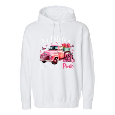 In October We Wear Pink Leopard Truck Pumpkin Breast Cancer Garment-Dyed Fleece Hoodie