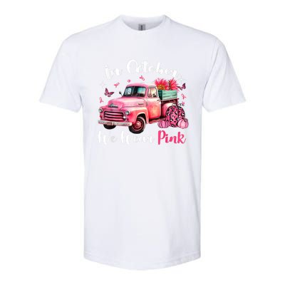 In October We Wear Pink Leopard Truck Pumpkin Breast Cancer Softstyle CVC T-Shirt