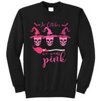 In October We Wear Pink Ribbon Witch Halloween Breast Cancer Sweatshirt