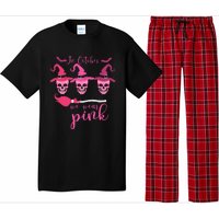 In October We Wear Pink Ribbon Witch Halloween Breast Cancer Pajama Set