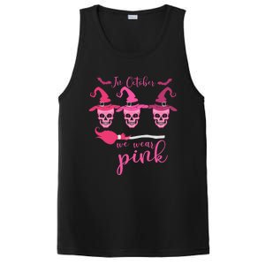 In October We Wear Pink Ribbon Witch Halloween Breast Cancer PosiCharge Competitor Tank