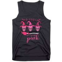 In October We Wear Pink Ribbon Witch Halloween Breast Cancer Tank Top