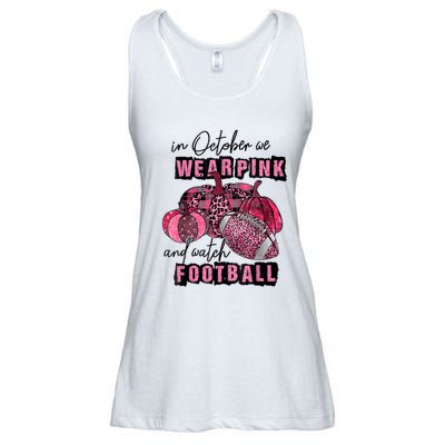 In October We Wear Pink And Watch Football Breast Ladies Essential Flowy Tank