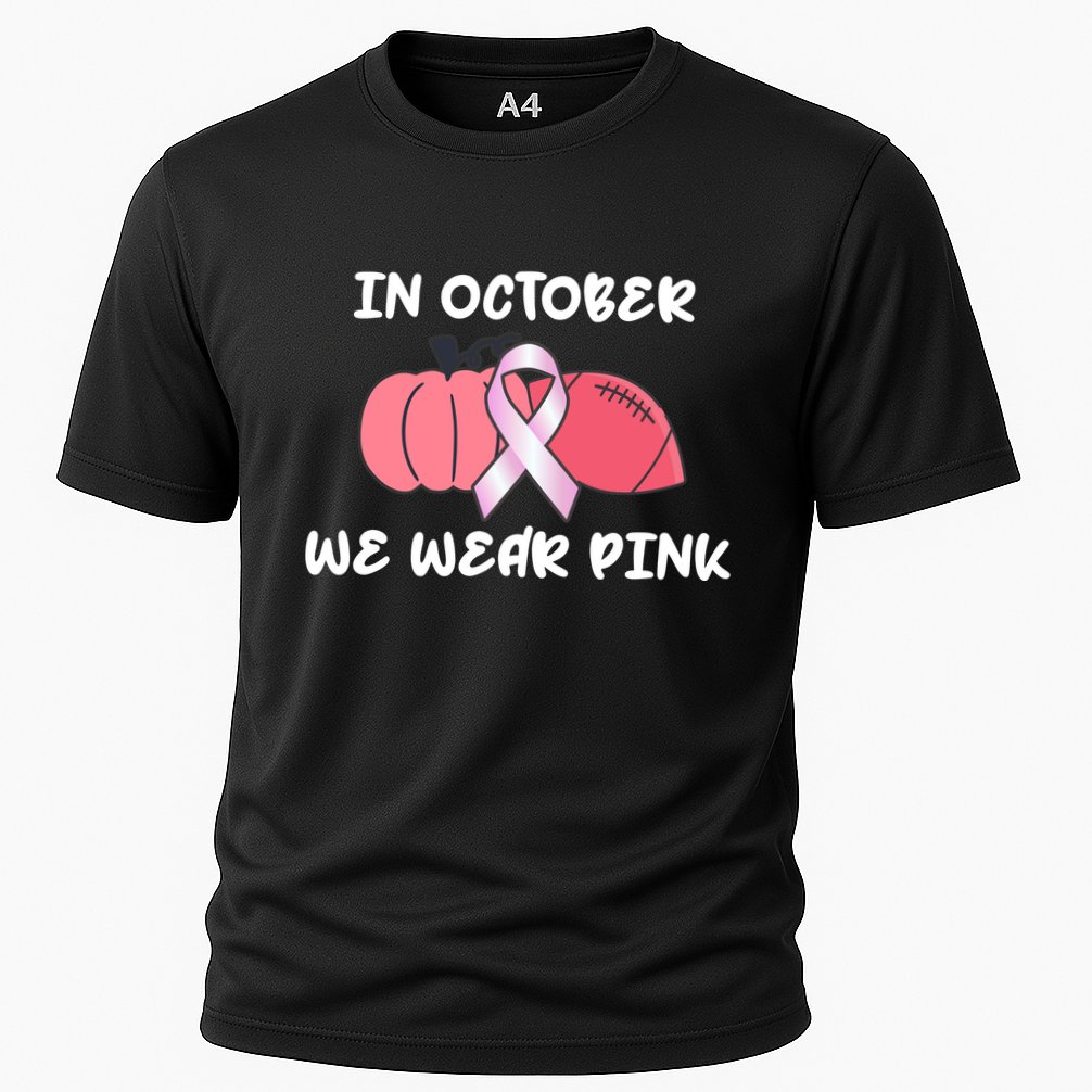 In October We Wear Pink Breast Cancer Pumpkin Ribbon Cooling Performance Crew T-Shirt
