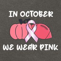 In October We Wear Pink Breast Cancer Pumpkin Ribbon Cotton Canvas Backpack