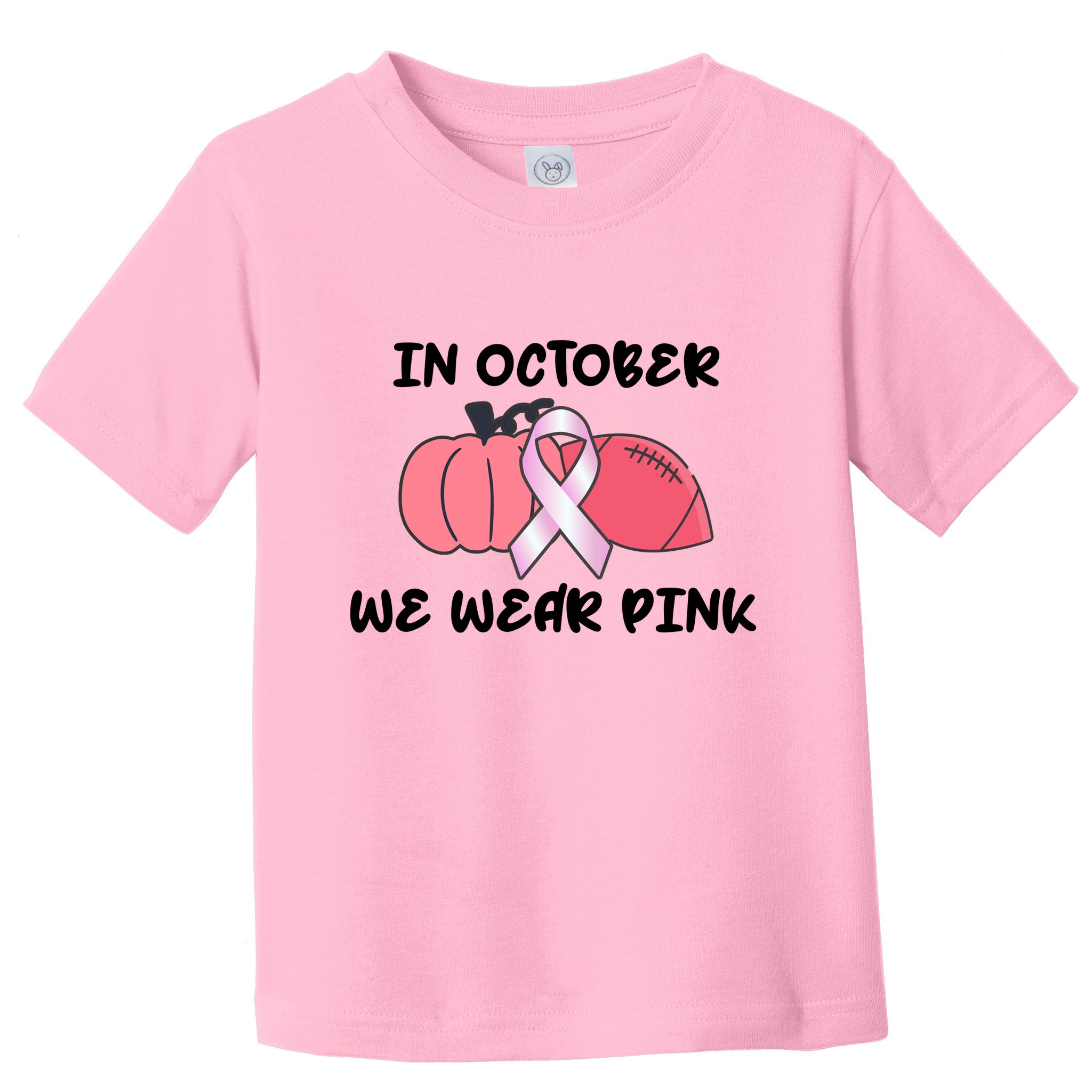 In October We Wear Pink Breast Cancer Pumpkin Ribbon Toddler T-Shirt