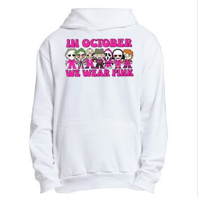 In October We Wear Pink Ghost Breast Cancer Halloween Horror Characters Urban Pullover Hoodie