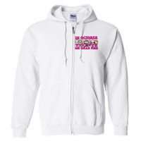 In October We Wear Pink Ghost Breast Cancer Halloween Horror Characters Full Zip Hoodie