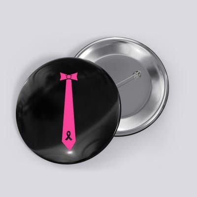 In October We Wear Pink Ribbon Tie Breast Cancer Awareness Button